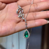 Emerald Necklace Light Clavicle Chain Water Drop Pendant