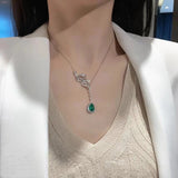 Emerald Necklace Light Clavicle Chain Water Drop Pendant