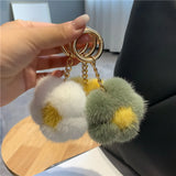 Fluffy Mink Fur Keychain Flower Bag Charm