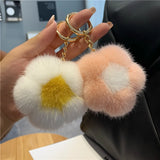 Fluffy Mink Fur Keychain Flower Bag Charm