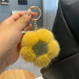 Fluffy Mink Fur Keychain Flower Bag Charm