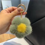 Fluffy Mink Fur Keychain Flower Bag Charm
