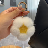 Fluffy Mink Fur Keychain Flower Bag Charm