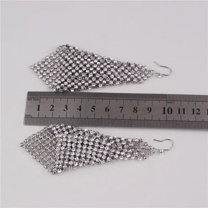 Silver Rhinestone Clip on Earrings for Women Wedding Bridal