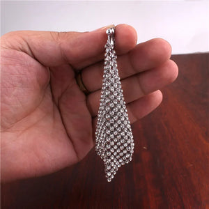 Silver Rhinestone Clip on Earrings for Women Wedding Bridal