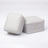Grey PU Leather Jewelry Box with Velvet Lining