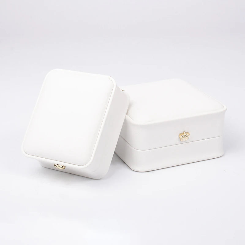 Grey PU Leather Jewelry Box with Velvet Lining
