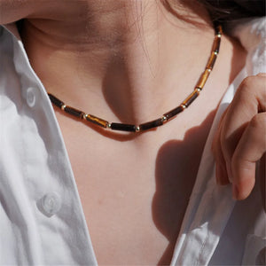 Tiger Eye Beaded Necklace Vintage Jewelry Gift Women