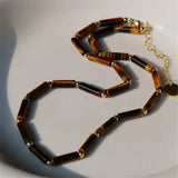 Tiger Eye Beaded Necklace Vintage Jewelry Gift Women