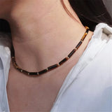 Tiger Eye Beaded Necklace Vintage Jewelry Gift Women
