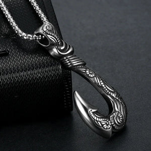 Retro stainless steel Vikings god hook necklace pendant