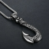 Retro stainless steel Vikings god hook necklace pendant