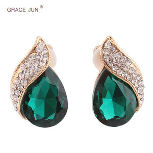 Rhinestone Crystal Tear Drop Clip on Earrings for Women Wedding
