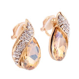 Rhinestone Crystal Tear Drop Clip on Earrings for Women Wedding