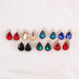 Rhinestone Crystal Tear Drop Clip on Earrings for Women Wedding