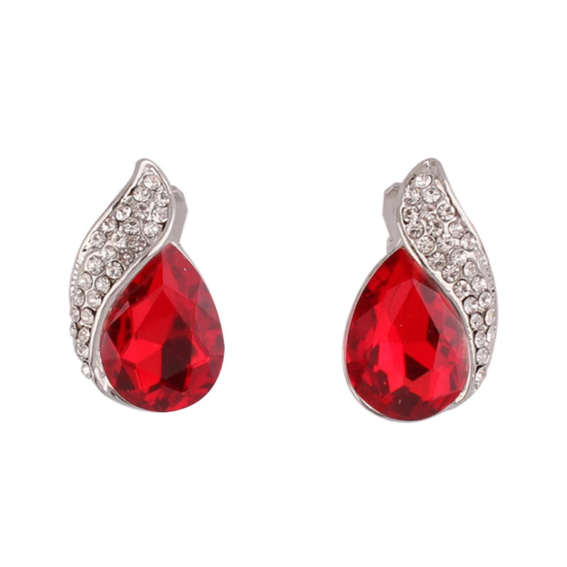 Silver Plated Rhinestone Clip on Earrings for Women