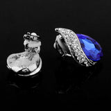 Silver Plated Rhinestone Clip on Earrings for Women