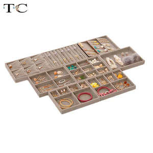 Velvet Drawer Jewelry Storage Box Combo Tray for Earrings Rings Necklaces
