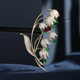 Zircon Inlaid Flower Corsage Woman Suit Coat Pin CZ Orchid Brooch
