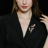Zircon Inlaid Flower Corsage Woman Suit Coat Pin CZ Orchid Brooch