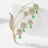 Zircon Inlaid Flower Corsage Woman Suit Coat Pin CZ Orchid Brooch