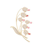 Zircon Inlaid Flower Corsage Woman Suit Coat Pin CZ Orchid Brooch