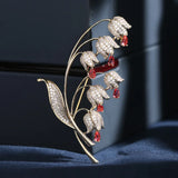 Zircon Inlaid Flower Corsage Woman Suit Coat Pin CZ Orchid Brooch