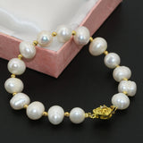 Gold Color Clasp 10-11mm Freshwater Cultured Pearl Bracelet