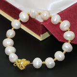 Gold Color Clasp 10-11mm Freshwater Cultured Pearl Bracelet