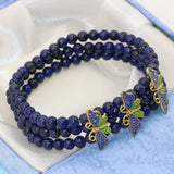 Lapis Lazuli 4mm Beads Triple Row Bracelets