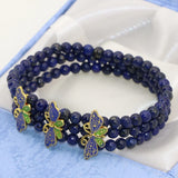 Lapis Lazuli 4mm Beads Triple Row Bracelets
