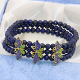Lapis Lazuli 4mm Beads Triple Row Bracelets
