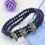Lapis Lazuli 4mm Beads Triple Row Bracelets