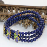Lapis Lazuli 4mm Beads Triple Row Bracelets