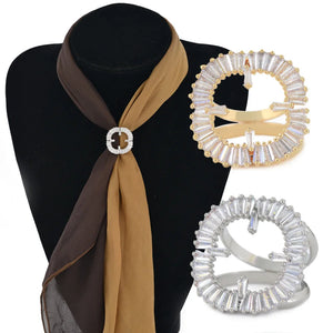 Copper Zircon Brooch Pin Scarf Buckle Clip Dual-Use