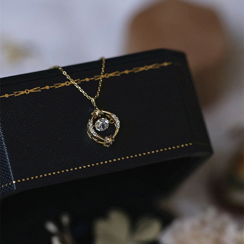 Flexible Zircon Necklace S925 Sterling Silver Gilded Japanese Collarbone