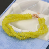 Faceted Abacus Lemon Yellow Jade Stone Chalcedony Bracelet 7.5 inch