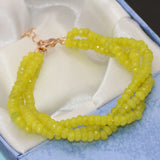 Faceted Abacus Lemon Yellow Jade Stone Chalcedony Bracelet 7.5 inch
