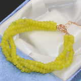 Faceted Abacus Lemon Yellow Jade Stone Chalcedony Bracelet 7.5 inch