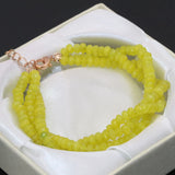 Faceted Abacus Lemon Yellow Jade Stone Chalcedony Bracelet 7.5 inch