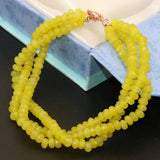 Faceted Abacus Lemon Yellow Jade Stone Chalcedony Bracelet 7.5 inch
