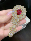 Zircon Micro Inlay Pendant Long Sweater Chain with Link Clasp