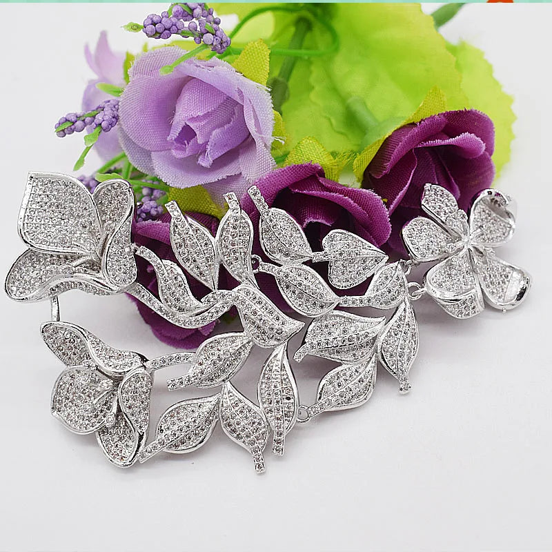 Zircon Flower Tassel Pendant Long Sweater Chain Clasp