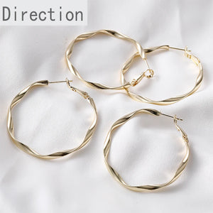 Sense Wave Twist Big Ear Ring Copper-clad Silver Earring
