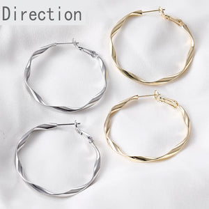 Sense Wave Twist Big Ear Ring Copper-clad Silver Earring