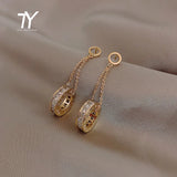 Women's Circle Drop Earrings With Cubic Zirconia