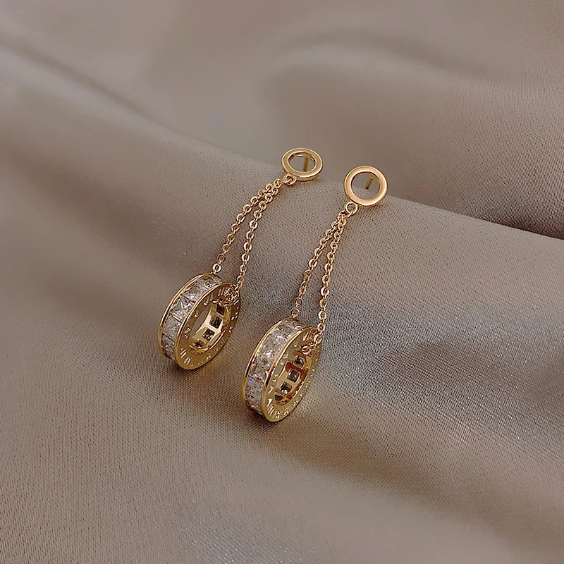 Women's Circle Drop Earrings With Cubic Zirconia