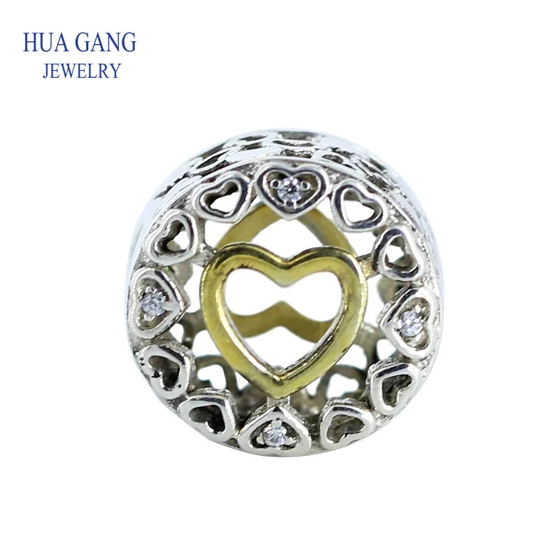 925 Sterling Silver Loving Circle Openwork Pandor Charm Bracelet