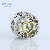 925 Sterling Silver Loving Circle Openwork Pandor Charm Bracelet