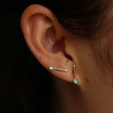 925 Silver Opal Bar Stud Earrings for Women